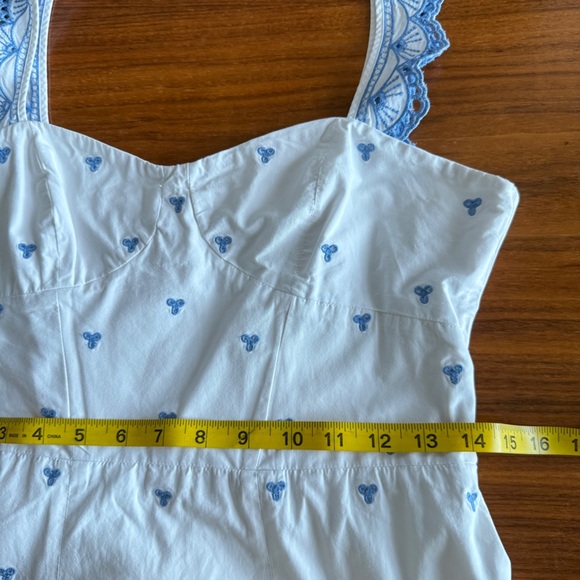 Jonathan Simkhai white & sky blue eyelet midi dress S/M Please read about size - Picture 15 of 16